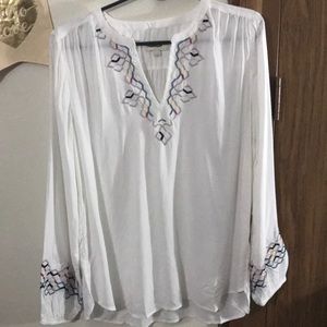 Loft | V Neck Geometric Blouse